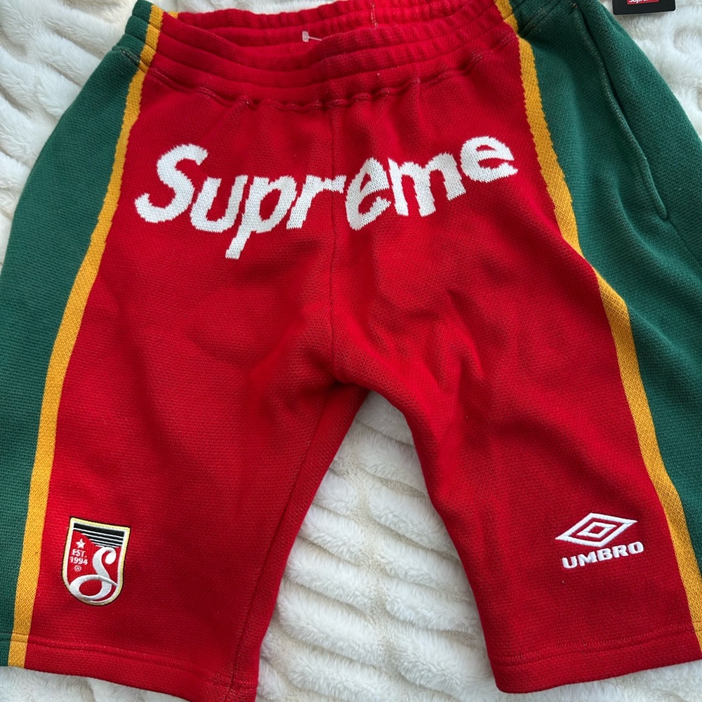 Supreme Red and Green Athletic Shorts